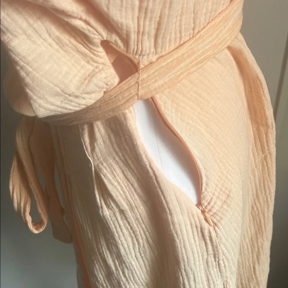 Free People Oversized Peach Kimono Surplice Cotton Dress Coverup Tunic - Picture 7 of 11